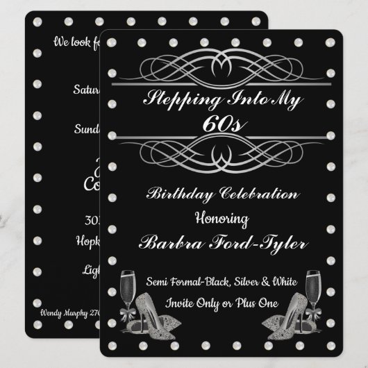 zwart en parels kaart (Voorkant / Achterkant)