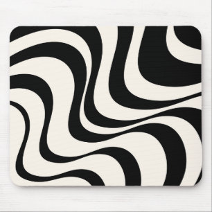Zwart en pastel modern retro golven ontwerp muismat