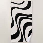 Zwart en pastel modern retro golven ontwerp strandlaken (Voorkant)