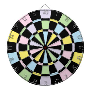 Zwart en pastelkleuren dartbord