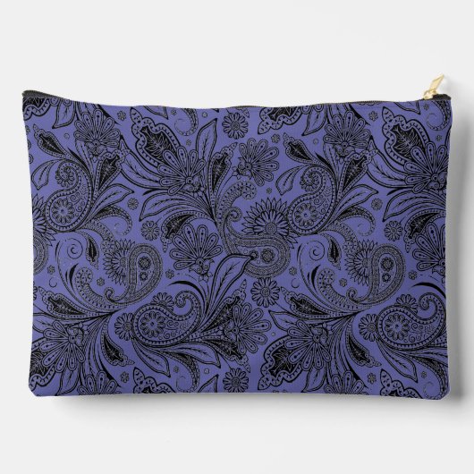 Zwart en peri paisley monogram etui (Achterkant)