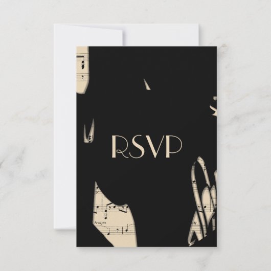 Zwart en Perzik Abstracte Muziek RSVP met Menu Keu (Achterkant)