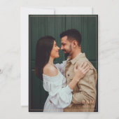 Zwart en perzik handgeschreven script foto bruilof kaart (Achterkant)