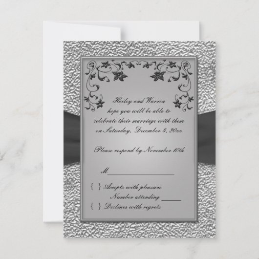 Zwart en Peter Floral RSVP-kaart RSVP Kaartje (Achterkant)