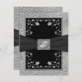 Zwart en Peter Floral RSVP-kaart RSVP Kaartje (Voorkant / Achterkant)