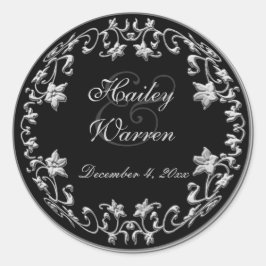 Zwart en Pewter 1,5"Diameter Ronde Sticker
