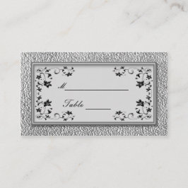 Zwart en Pewter Bloemen Plaatskaarten Plaatskaartje
