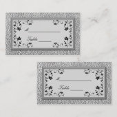 Zwart en Pewter Bloemen Plaatskaarten Plaatskaartje (Voorkant / Achterkant)