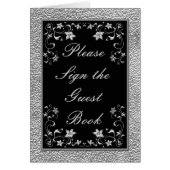 Zwart en Pewter Bloemstuk Tafelkaart (Voorkant)