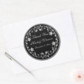 Zwart en Pewter Floral 3" Diameter Ronde Sticker (Envelop)
