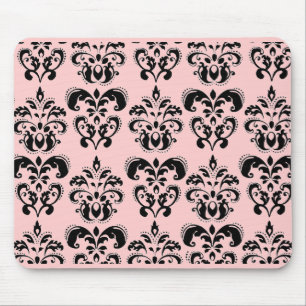 ZWART EN PINK DAMASK MUISMAT