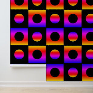Zwart en Regenboog Kleuren Gecontroleerde Stippen Behang