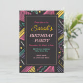 Zwart en Retro Kleurrijk Verjaardagsfeest Kaart (Staand voorkant)