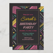 Zwart en Retro Kleurrijk Verjaardagsfeest Kaart (Voorkant / Achterkant)
