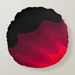 Zwart en rode golven abstract schilderend Sierkuss Rond Kussen