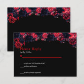 Zwart en Rode Gotische Bloem RSVP Kaart (Voorkant / Achterkant)