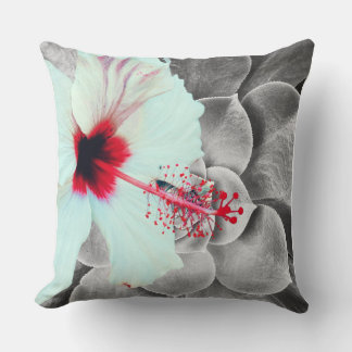 Zwart en Rode Hibiscus Muur Kunst Print Kussen