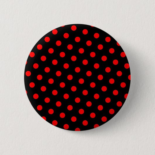 Zwart en rode polka stippen ronde button 5,7 cm (Voorkant)