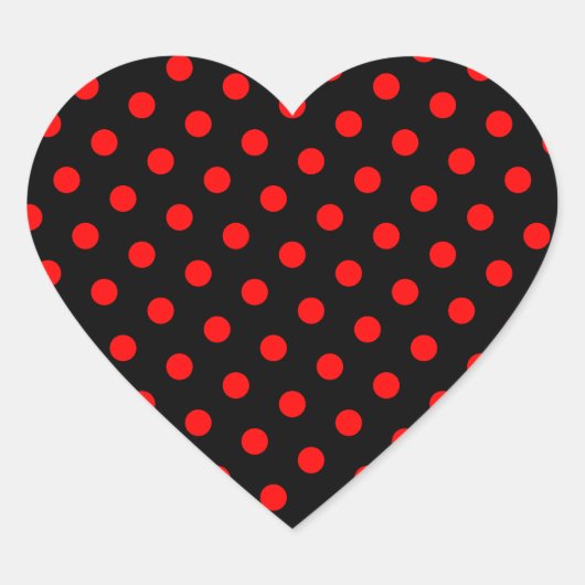 Zwart en rode stippen hart sticker (Voorkant)