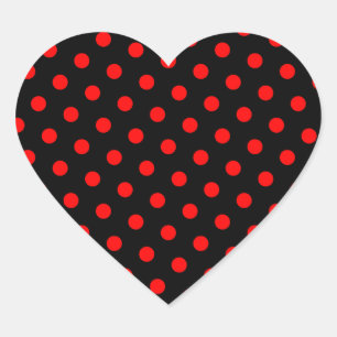 Zwart en rode stippen hart sticker