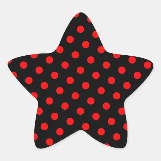 Zwart en Rode Stippen Ster Sticker (Voorkant)