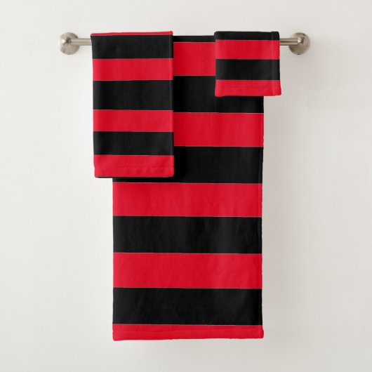 Zwart en rode strepen bad handdoek (Insitu)