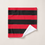 Zwart en rode strepen bad handdoek (Wasdoekje)