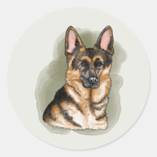 Zwart En Roestbruine Duitse Herdershond Portret Ku Ronde Sticker