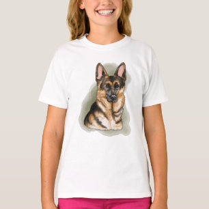 Zwart En Roestbruine Duitse Herdershond Portret Op T-shirt