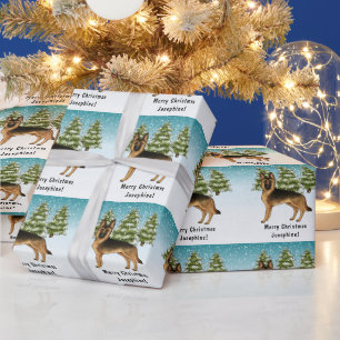 Zwart En Roestbruine Duitse Herdershond Winterbos Cadeaupapier