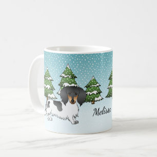 Zwart En Roestbruine Langharige Dachshund Met Vlek Koffiemok