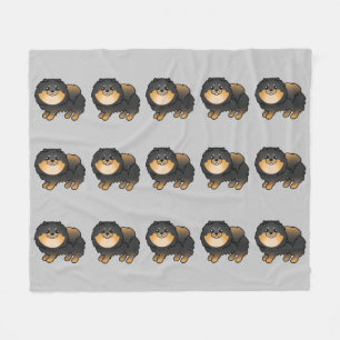 Zwart En Roestbruine Pomeraansjes Patroon Op Grijs Fleece Deken