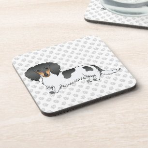 Zwart En Roestkleurige Bont Langharige Dachshond E Bier Onderzetter