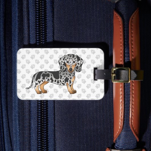Zwart En Roestkleurige Dapple Gladharige Dachshond Bagagelabel (Voorkant Insitu 4)