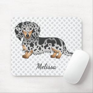 Zwart En Roestkleurige Dapple Langharige Dachshond Muismat