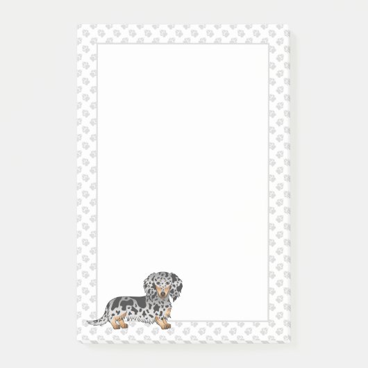 Zwart En Roestkleurige Dapple Langharige Dachshond Post-it® Notes (Voorkant)