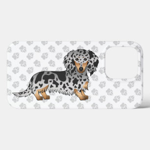 Zwart En Roestkleurige Dapple Langharige Dachshund Case-Mate iPhone Case