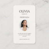 Zwart en Romig Ivoor Foto Sociale QR Code Visitekaartje (Voorkant)