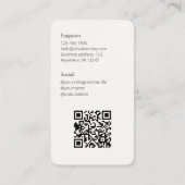 Zwart en Romig Ivoor Foto Sociale QR Code Visitekaartje (Achterkant)