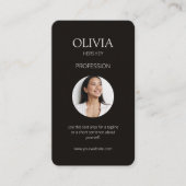 Zwart en Romig Ivoor Foto Sociale QR Code Visitekaartje (Voorkant)