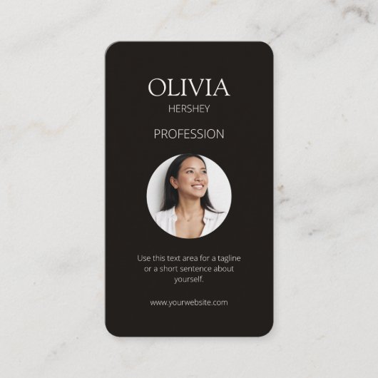 Zwart en Romig Ivoor Foto Sociale QR Code Visitekaartje (Voorkant)