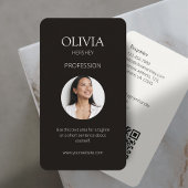 Zwart en Romig Ivoor Foto Sociale QR Code Visitekaartje