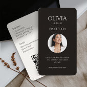 Zwart en Romig Ivoor Foto Sociale QR Code Visitekaartje