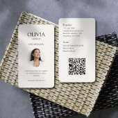 Zwart en Romig Ivoor Foto Sociale QR Code Visitekaartje