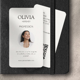 Zwart en Romig Ivoor Foto Sociale QR Code Visitekaartje