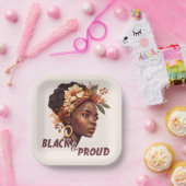 Zwart en rond papieren bordje (Feest)