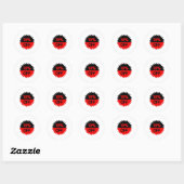 Zwart en rood 10 procent korting ronde sticker (Vel)