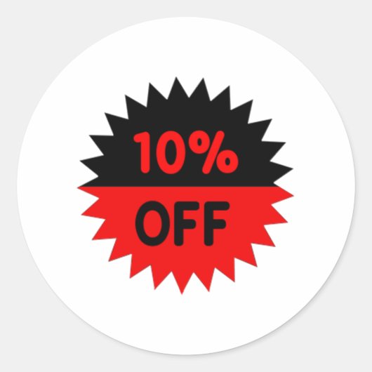 Zwart en rood 10 procent korting ronde sticker (Voorkant)