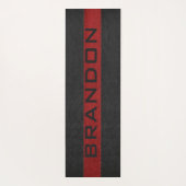 Zwart en rood aangebonden leren strepen yogamat (Achterkant)