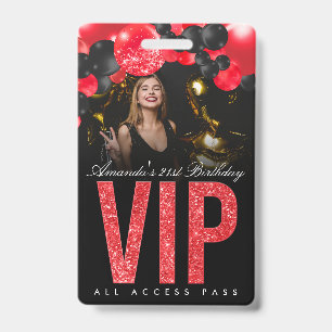 Zwart en rood aanpasbaar VIP All Access-badge Badge